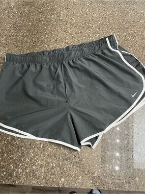 Nike Dark Grey Dri-FIT Workout Shorts with Briefs White Swoosh 3X Athletic Gym
